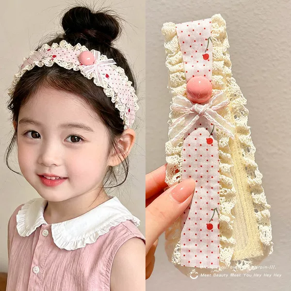 Cute children's Velcro hairband with floral design, wide-brimmed headband for girls, hair accessory for tidying up bangs and loose hair