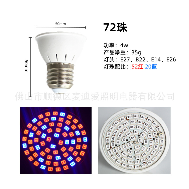 LED clip de la lámpara de crecimiento de las plantas 72 cuentas 126 cuentas 200 cuentas 290 cuentas de la planta de relleno de luz de flores suculentas para colorear