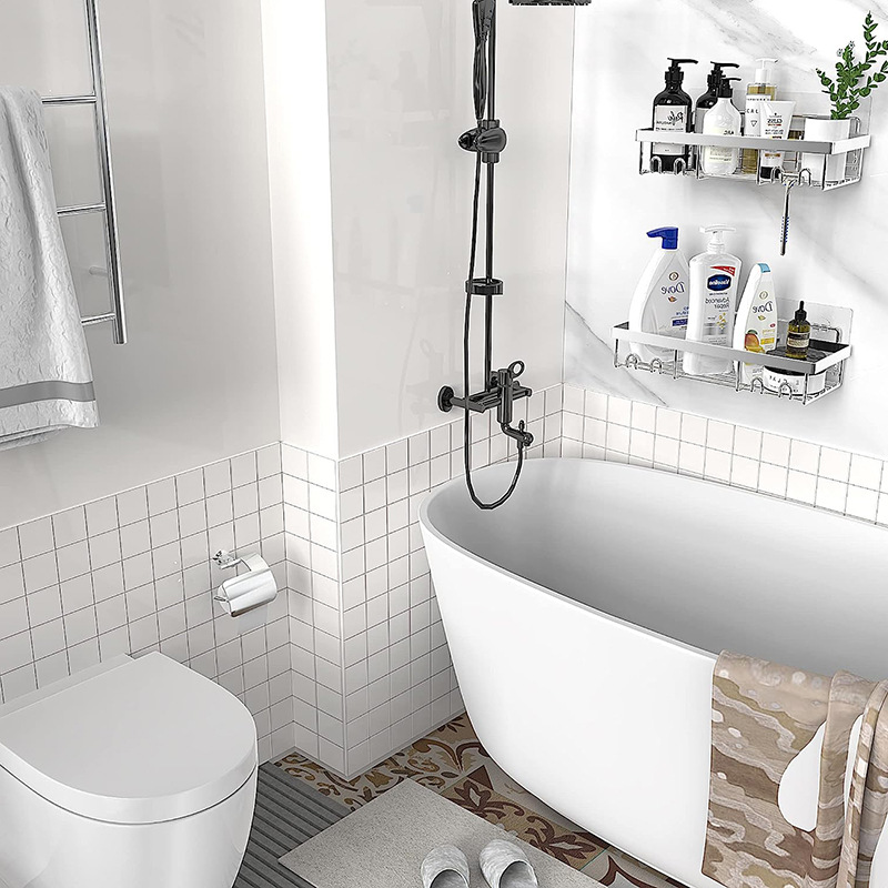 Fabricantes personalizados transfronterizos de hierro galvanizado estantes de baño sin perforación estantes de almacenamiento de baño estantes de jabón estantes de baño