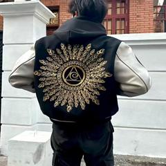 アメリカレトロst太陽光明の目刺繍野球服高街男女カップルネット赤同タイプジャケット
