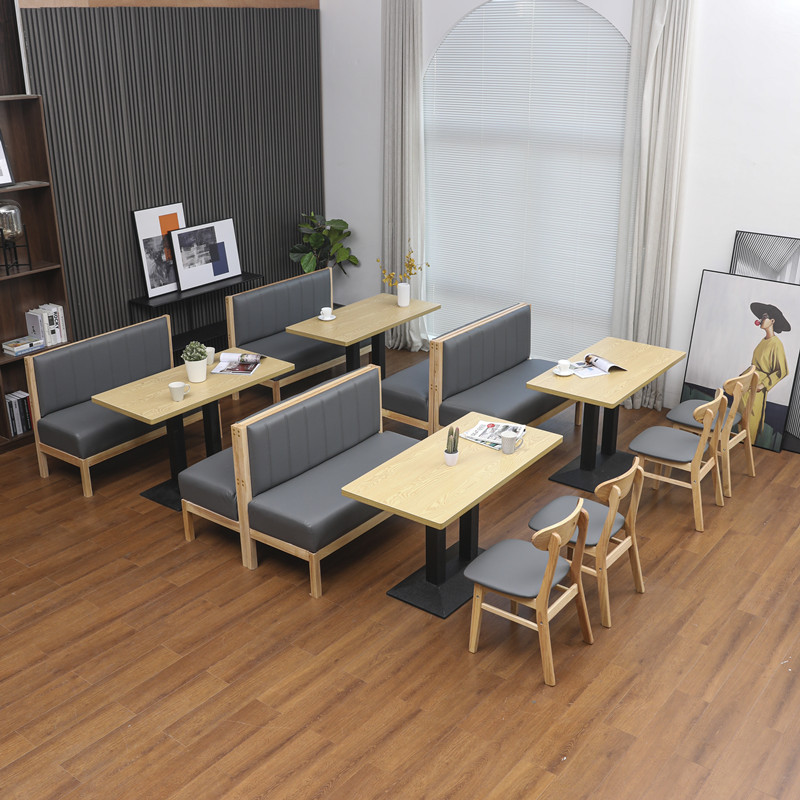 Tea shop snack hamburger Pot shops Restaurant Hotel Wall Simplicity solid wood cassette sofa Tables and chairs combination