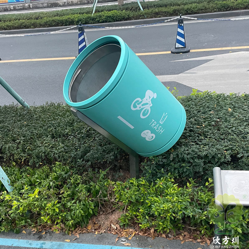 Outdoor Urban Electric Bicycle Riding Road Park Greenway Cylindrical Powder-Coated Stainless Steel Trash Can Single Barrel Outdoor Urban Electric Bicycle Riding Road Park Greenway Cylindrical Powder-Coated Stainless Steel Trash Can Single Barrel