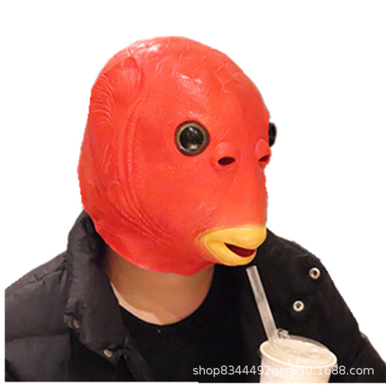 Monstruo de peces verdes máscara de látex accesorios de tocado Halloween rol TikTok película en vivo y televisión periféricos accesorios de rendimiento