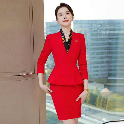 Fashionable professional women's skirts, goddess style suits, spring and autumn suits, beauty salon front desk work uniforms, high-end