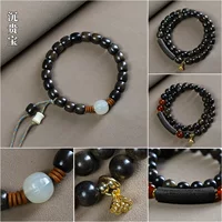 Shen Guibao Агарвуд ручной шампур один двойной круг DIY нишевые дизайнерские браслеты мужские и женские аксессуары
