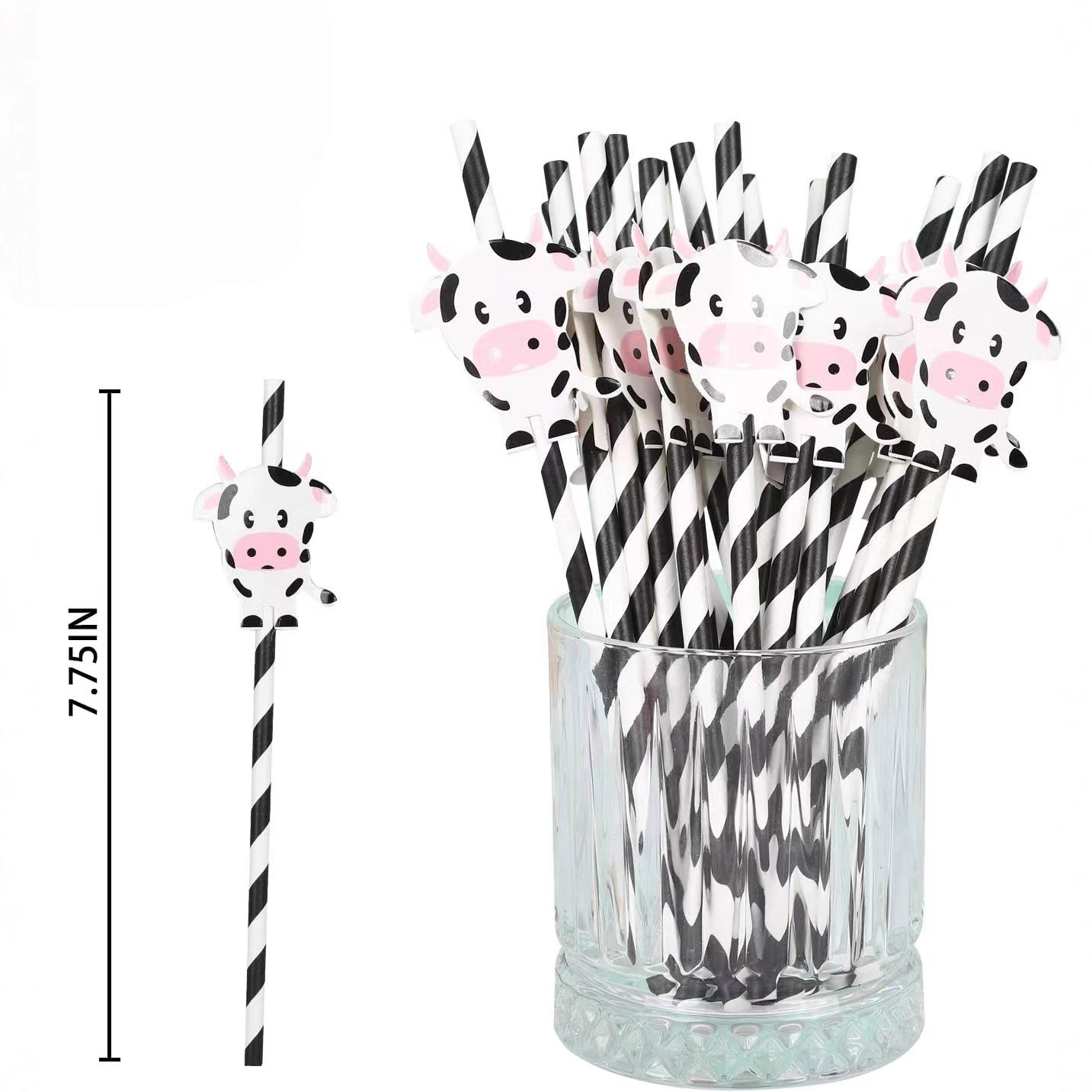 Fiesta transfronteriza decoración creativa Linda paja vaca cebra animal papel paja desechable degradación bebida Decoración