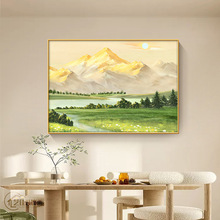 日照金山客厅装饰画现代餐厅挂画简约山水风景画吃饭厅餐边桌壁画