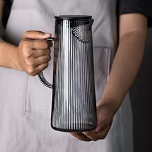 家用冷水壶大容量竖纹耐高温玻璃凉水壶茶杯子水具茶具冷泡冰镇
