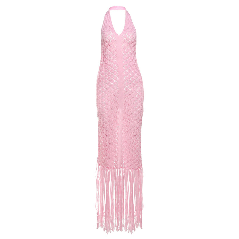 Summer Beach Dress Sexy Sheer Knit Fabric Solid Color Lightweight Comfortable Wholesale Available