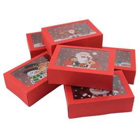 外贸新款圣诞节礼物包装盒 烘焙糖果开窗透明饼干盒 红色圣诞礼盒