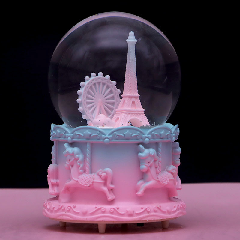 Valentine's Day gift iron tower crystal ball Snowflake The music box romantic Music box City of sky music gift