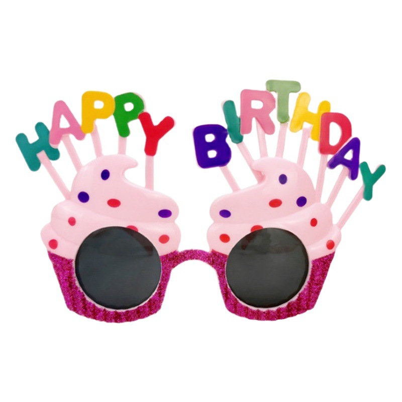Accesorios fotográficos creativos divertidos para fiestas al por mayor, disfraces de pasteles, accesorios de la semana de captura 520 gafas de cumpleaños para el día del niño