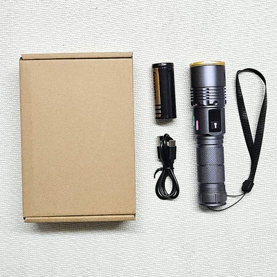 White Laser Zoom Long-Range Strong UV fənərlər - set-flashlight-3000-mah-battery-charging-cable-folding-box