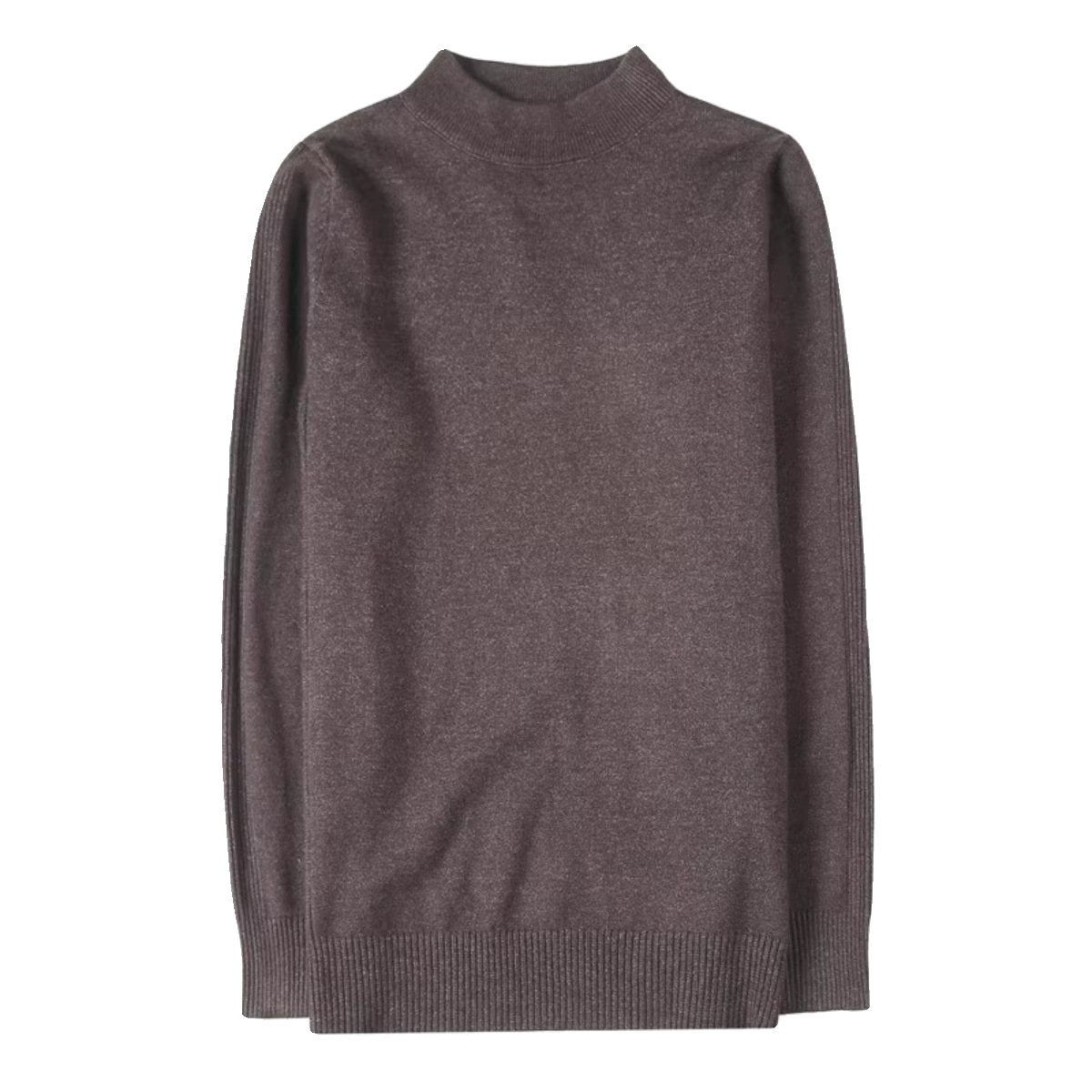 Comercio exterior al por mayor de los hombres a principios de otoño Delgado elástico suéter de Cuello medio SLIM-Fit suéter de rayas de manga de fondo de color sólido