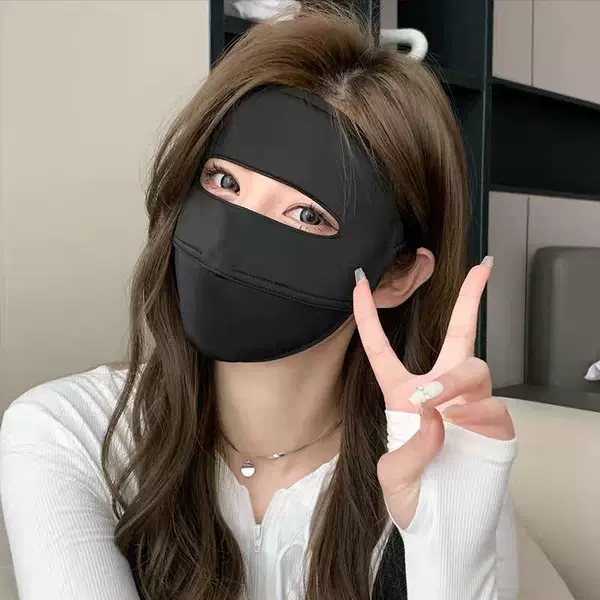 Summer Ice Silk Sun Protection Mask for Women, Anti-Uv, Breathable, Sunshade Face Mask, Full Face Driving and Cycling Face Mask