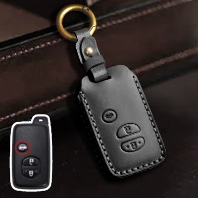 Key case suitable for Toyota Car key bag - black-3-button-trunk
