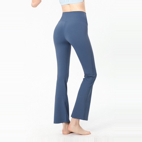 Cross-border high-waist butt-lifting yoga pants for women to wear as outerwear, slimming and slightly flared dance pants, training nude sports fitness pants