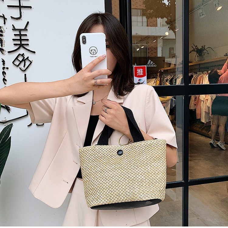 Ins2022 nueva celebridad de Internet playa playa verano vacaciones moda tejido bolso retro bolso tejido mujer