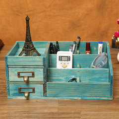 2F solid wood living room coffee table retro desktop storage box drawer-style remote control vanity makeup wooden storage