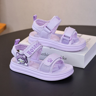 Children's Open-Toe Beach Shoes 2025 Spring and Summer New Girls' Sandals Cute Bear Velcro Kidsren's Shoes Popular