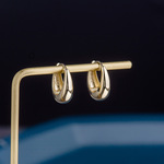 14K金耳环 时尚素金光面宽版圆弧耳扣黄金珠宝首饰 23248