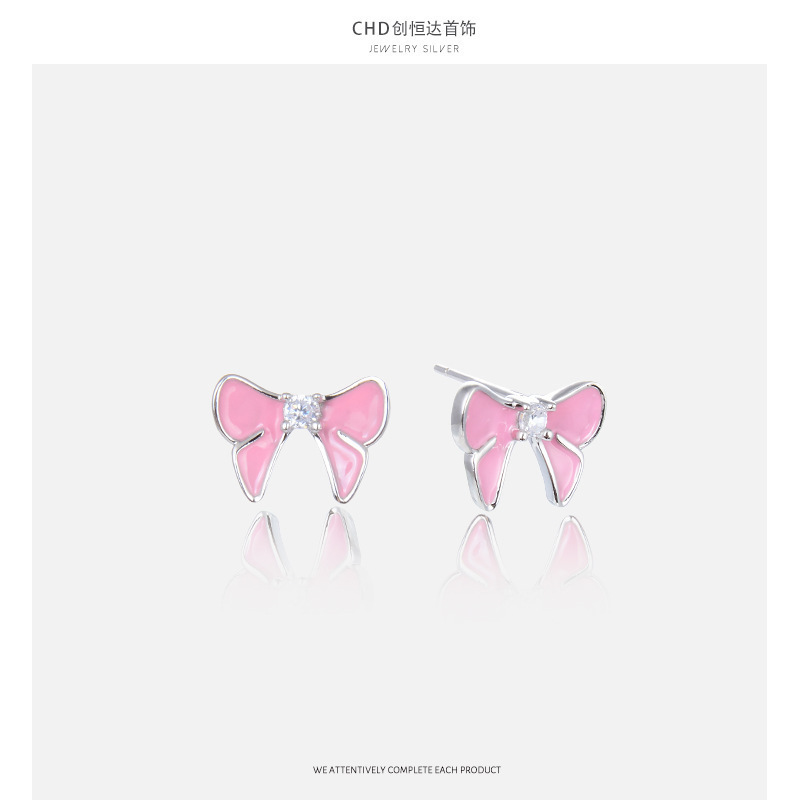 S925 plata esterlina goteo de aceite simple personalidad estudiantes pequeños pernos frescos estilo coreano moda dulce mariposa pendientes joyas de orejas