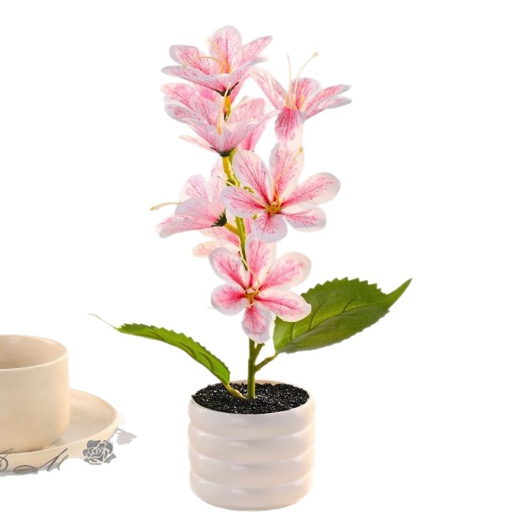 9 cabezas de serigrafía pequeña magnolia bonsai flor de simulación creativa decoración de estudio fotográfico para el hogar decoración planta verde artificial simulación en maceta image 6