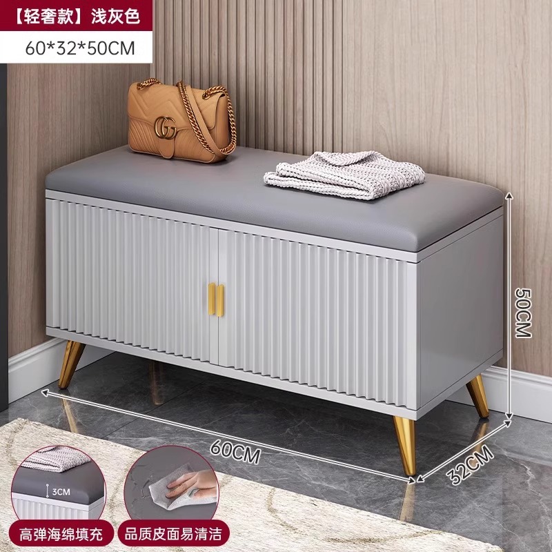 Puerta de entrada para cambiar taburetes de zapatos lujosos de alta calidad almacenamiento se puede sentar en el gabinete de zapatos puerta estrecha simple y moderna con estante de zapatos