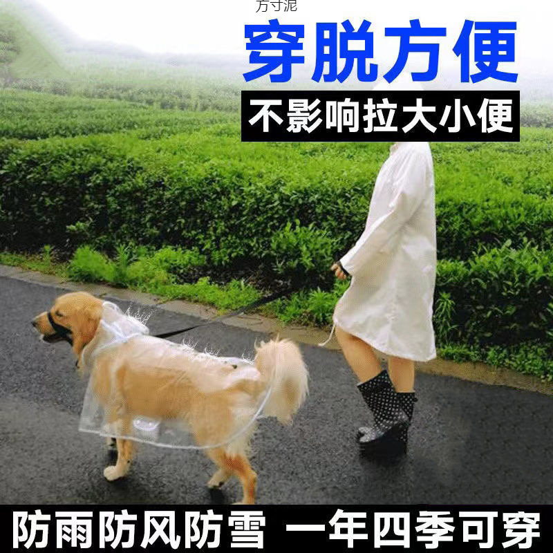 Dog Raincoat Teddy Shiba Inu Small Dog Golden Retriever Medium Dog Transparent Rain Poncho Disposable Dog Raincoat Chain