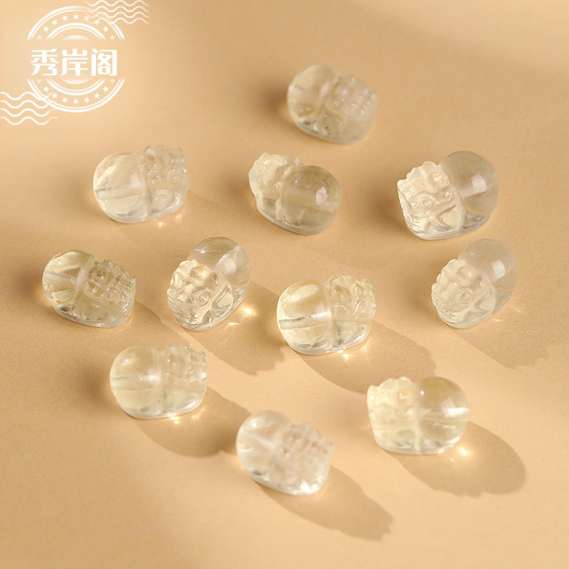 Natural Crystal Pixiu Through-Hole Accessories, Multi-Color DIY Bracelet Beads, Fortune-Attracting Pixiu Jewelry Accessories