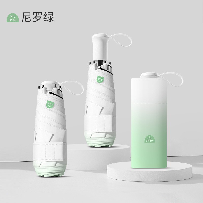 Cápsula paraguas protección solar Protección UV paraguas reforzado de ocho huesos paraguas cinco veces pequeña sombrilla portátil