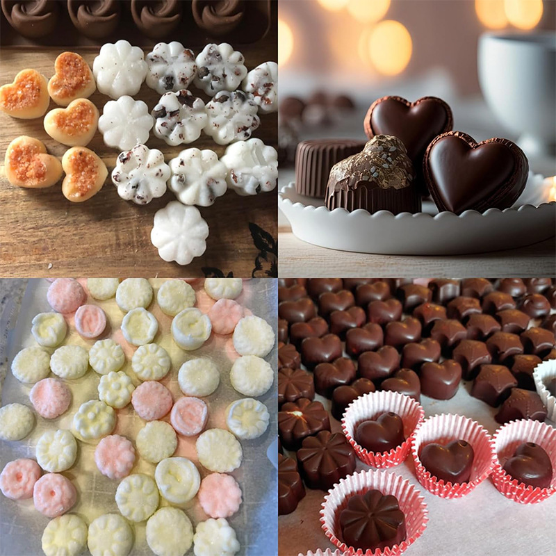 Molde de silicona de grado alimenticio para chocolate, bandeja de hielo con forma de corazón para dulces, molde para hornear pasteles, pudín y fondant