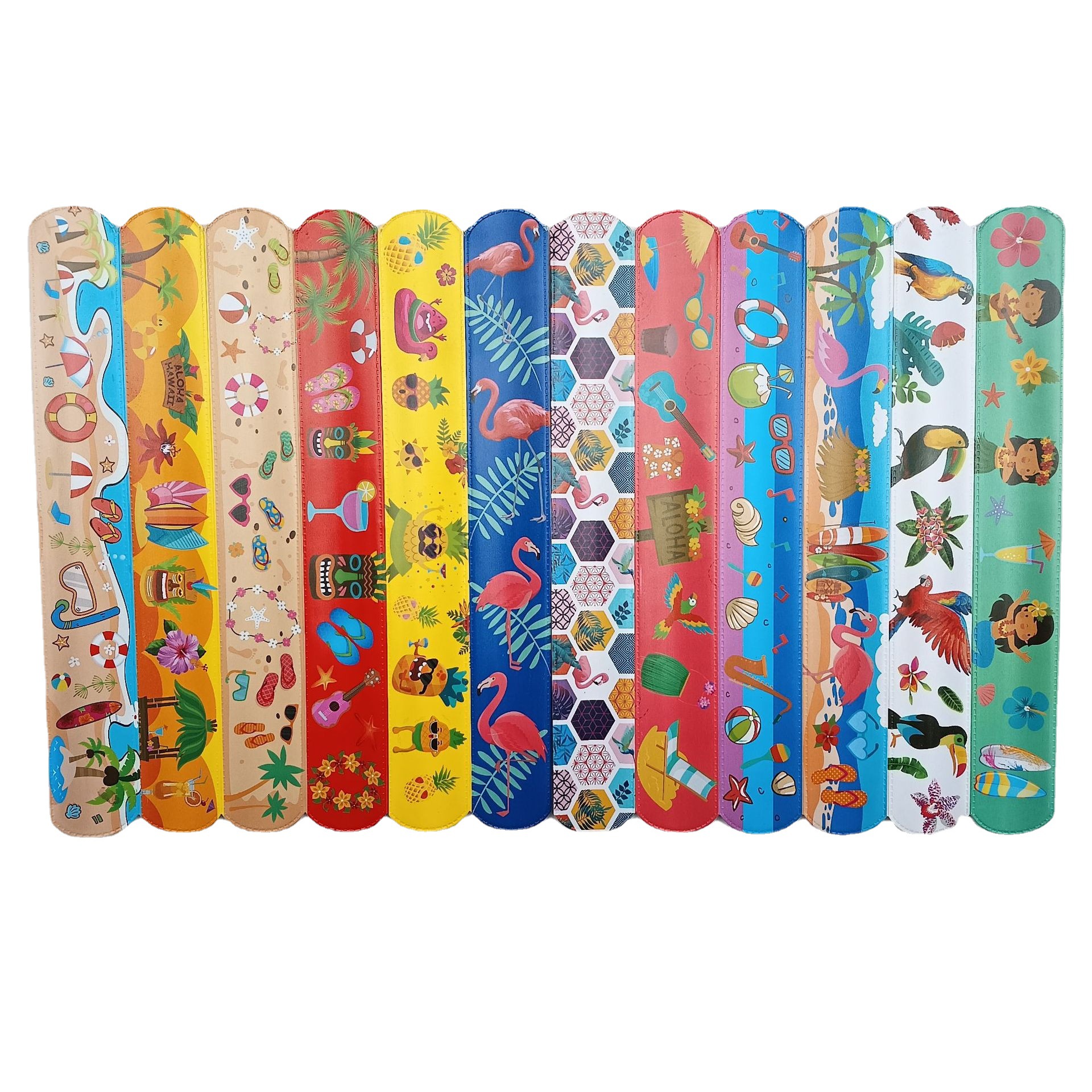 Hawaiano Snap anillo Flamingo partido Snap anillo pulsera planta tropical correa de muñeca