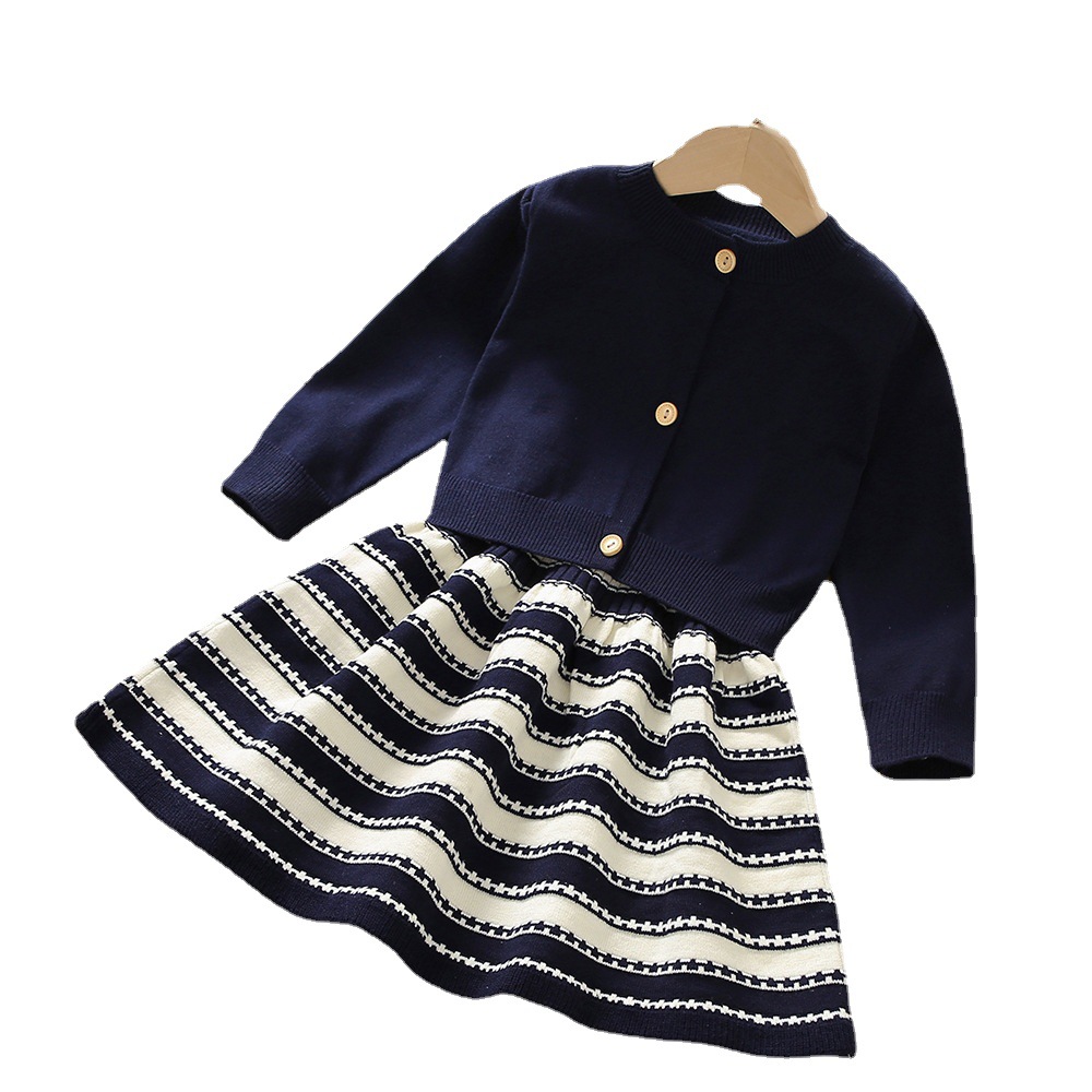 Pull Se Skir pour filles, robe suspendue, Cardigan tricoté, à la mode, deux pièces, nouvelle collection automne/hiver 2022_voghion.com