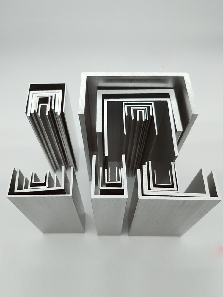 玻璃卡槽型材隔断门导轨遮丑型材铝U形轨道包边条12材料固定