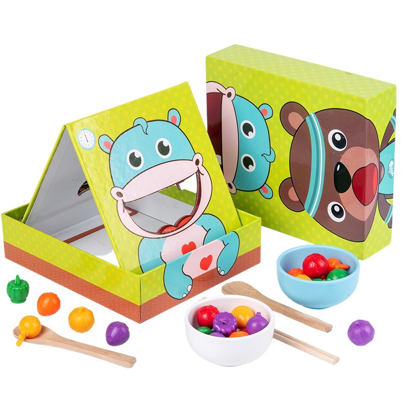 De los niños Montessori alimentación juego bebé palillos cuchara entrenamiento niños y niñas iluminación educación temprana educación Juguetes