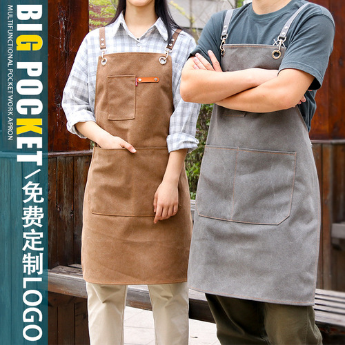Apron denim commercial printing logo Chinese restaurant barber shop pet shop nail salon men's and women's work clothes printing