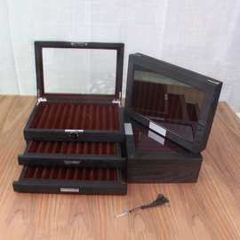 新款钢笔收纳盒收藏盒名笔陈列展示盒大容量木质钢笔箱礼物钢笔盒
