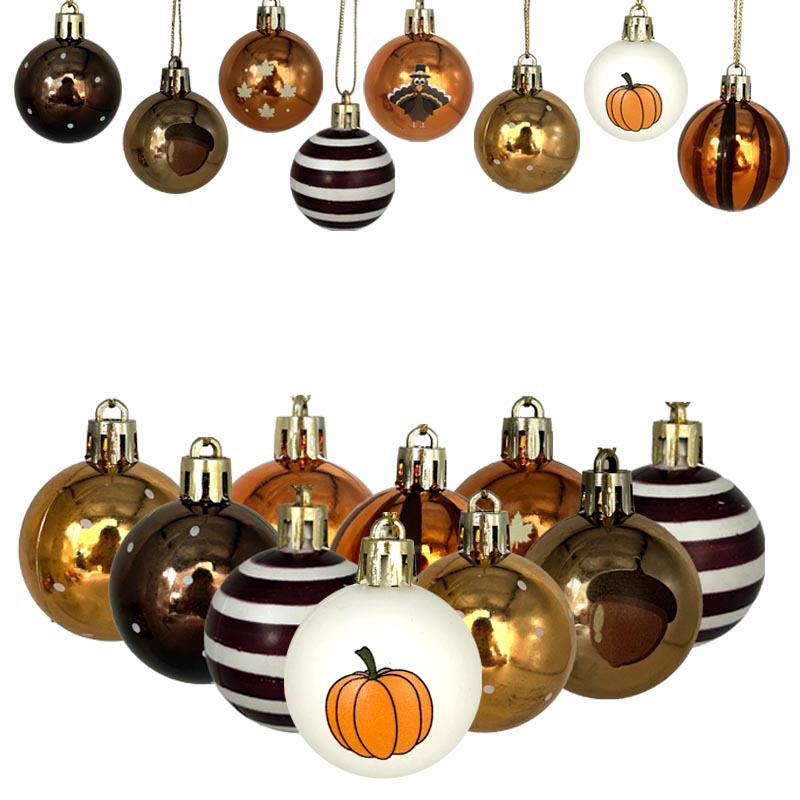 Inventario transfronterizo 4cm24 Día de Acción de Gracias galvanizado de plástico cuelga bola de Navidad de otoño
