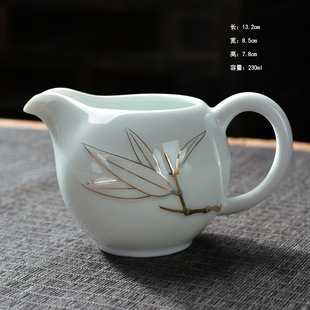 Ceramic fair Cup single cup split Tea Ware household Tea Sea Chinese style kung fu tea set accessories shadow green gold male Cup