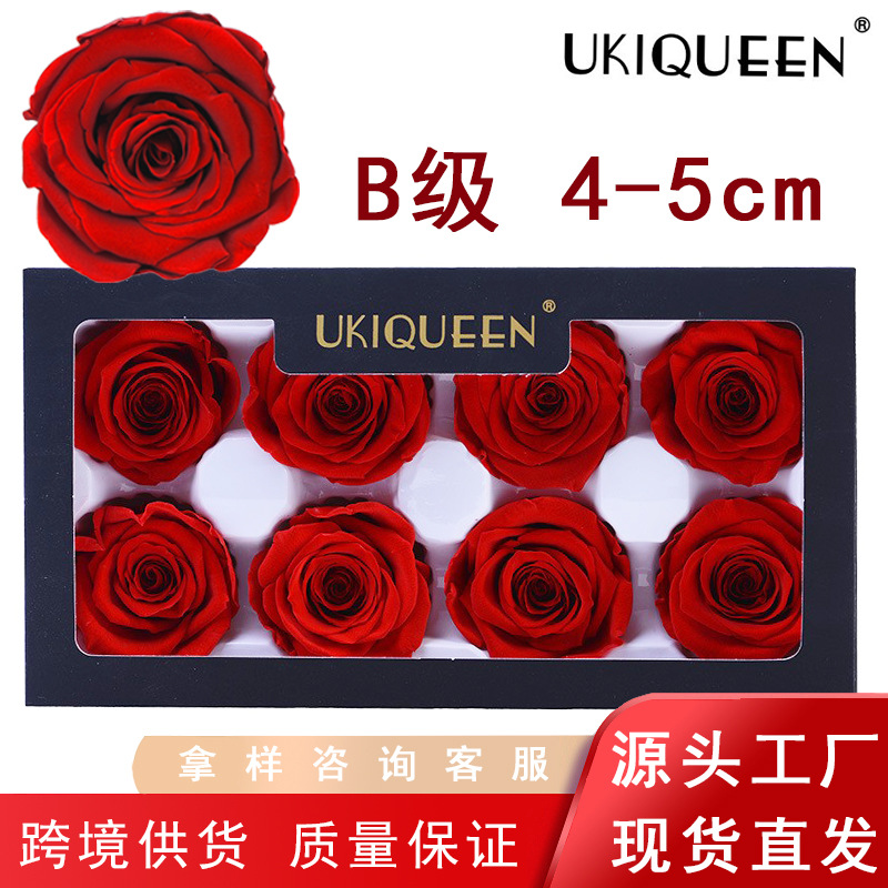 4-5cm 8 Flores, grado B DIY flores eternas, rosas eternas, Yunnan Kunming al por mayor, flores preservadas
