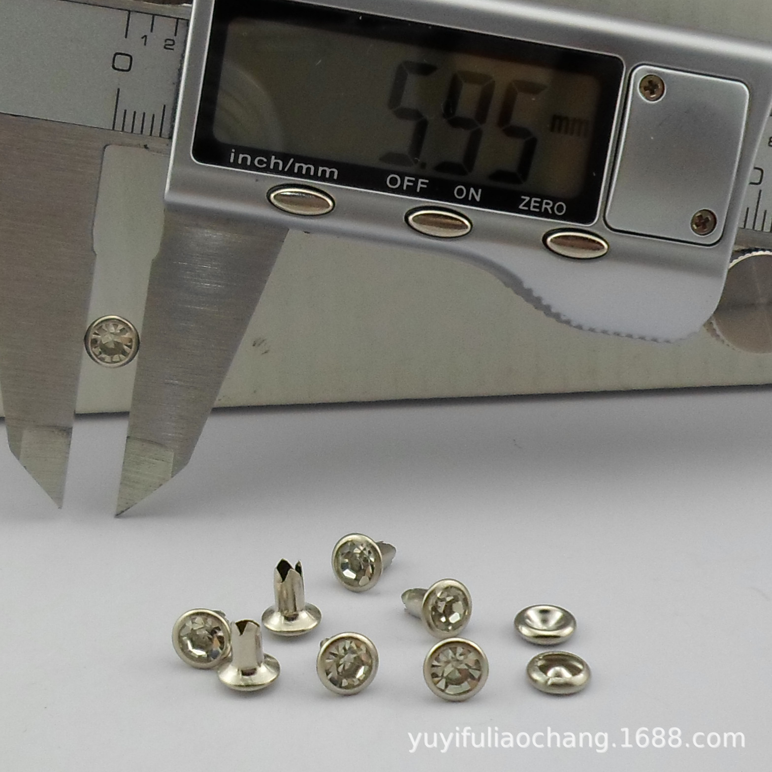 6mm金属钻钉管钻 开花镶钻撞钉 丁白色A钻饰品配件DIY铆钉