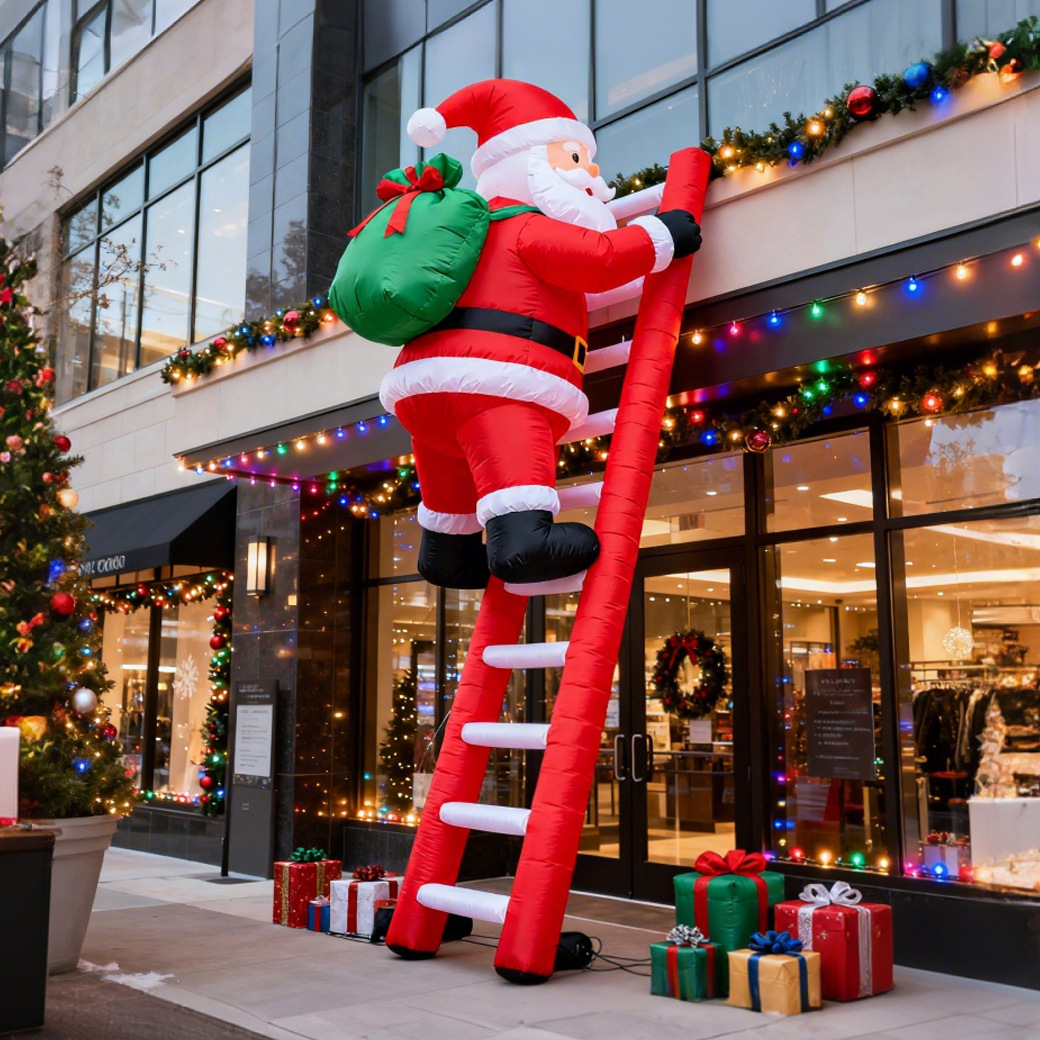 Navidad transfronteriza infláble Papá Noel escalera regalos trineo al aire libre decoración de fiesta modelo de aire