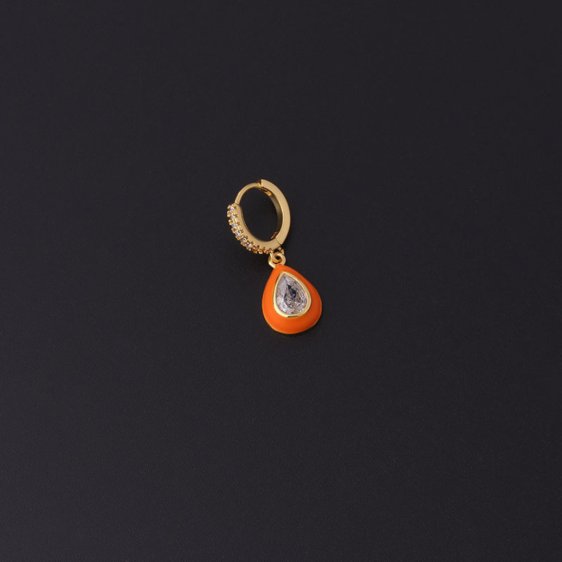 inlaid zircon water drop shape copper ear clip wholesale Nihaojewelry