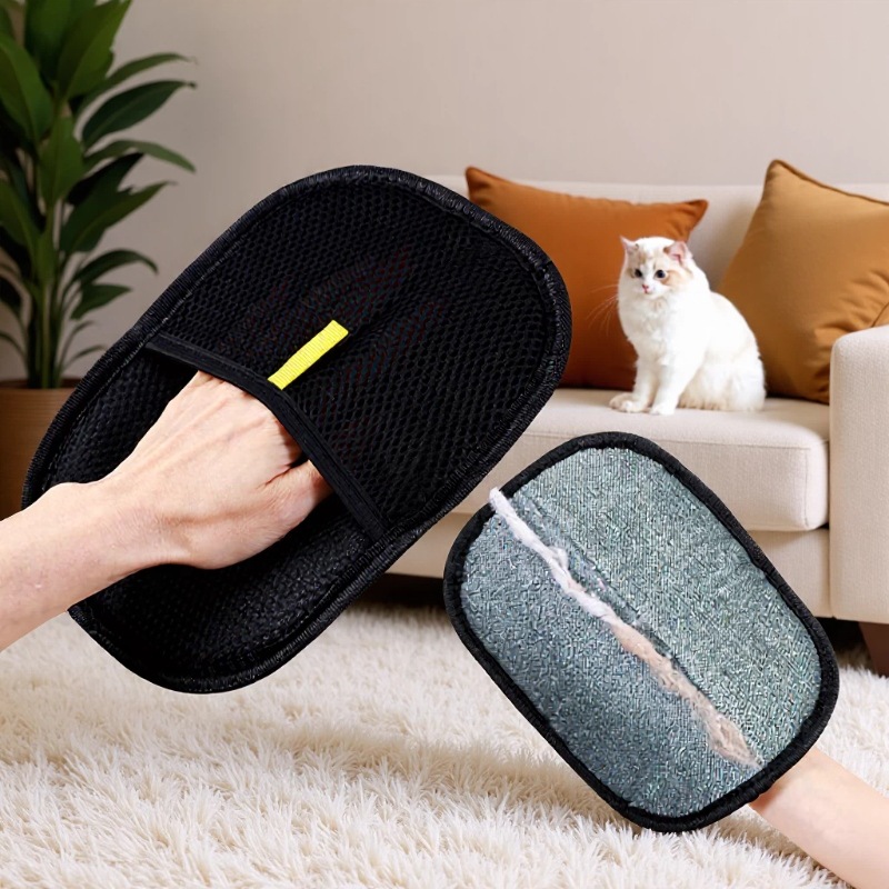 Pet Electrostatic Hair Removal Gloves Two-way Bristles Sticky Hair Removal Artifact for Cats and Dogs Pet Necessary Gloves Cat Hair Cleaning