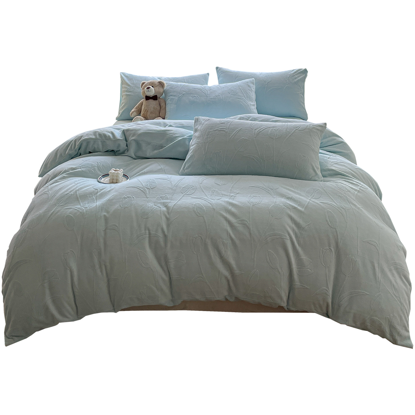 Espesado tallado de leche de lana de cuatro piezas conjunto 2025 nuevo coral lana de invierno sábanas de franela cubierta de cama