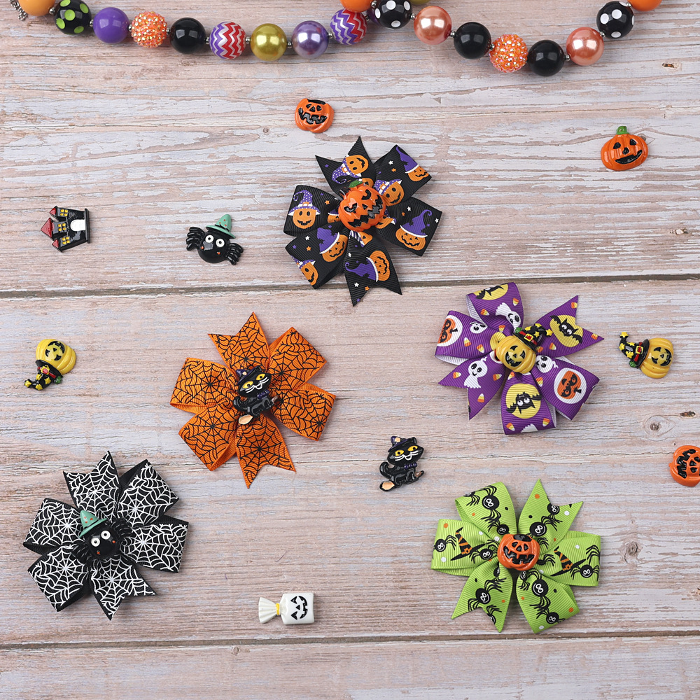 Hair Clip Hair Accessories Type Party Occasion Rib Ribbon Material Halloween Festival Halloween Funny Halloween Pattern Rib Ribbon Party Hairpin
