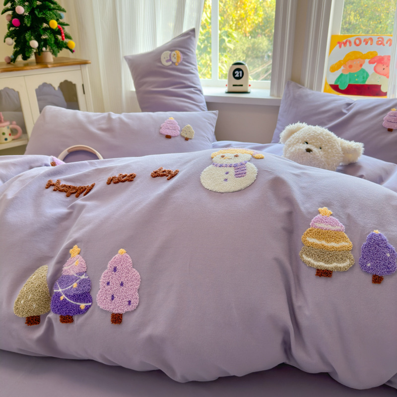 Categoría A otoño y invierno engrosado algodón molido cama de cuatro piezas 100 algodón puro niños dibujos animados colchón set de tres piezas