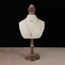 木质人像脖子模特首饰架项链展示架橱窗装饰麻布珠宝饰品橱窗陈列