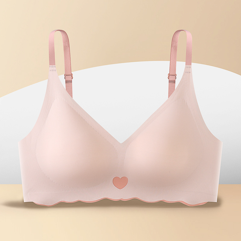 Push up beauty back sin anillo de acero sujetador de color de contraste de onda sin costuras con almohadilla en el pecho anti-exposición sujetador de la correa del pecho ropa interior